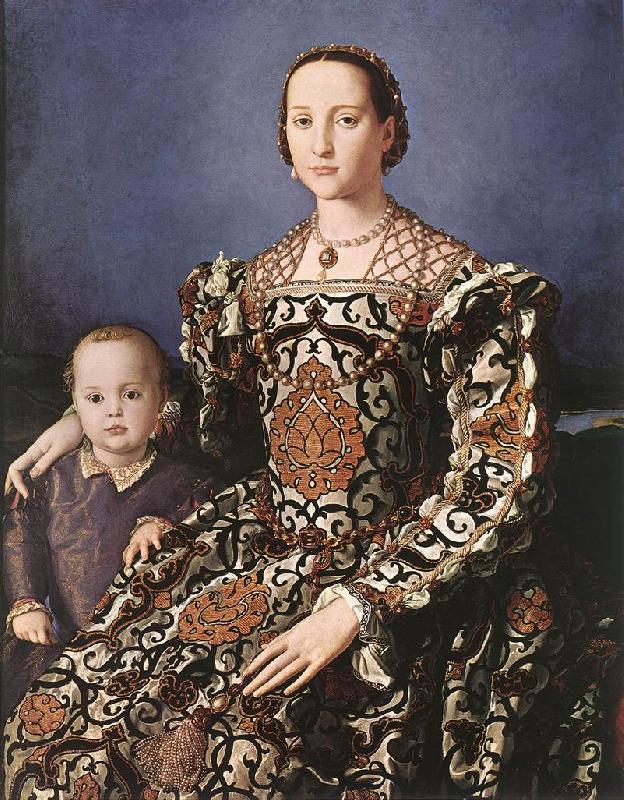 BRONZINO, Agnolo Eleonora of Toledo with her son Giovanni de  Medici oil painting picture